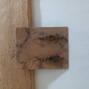 Gold Ankh Dangle Earrings